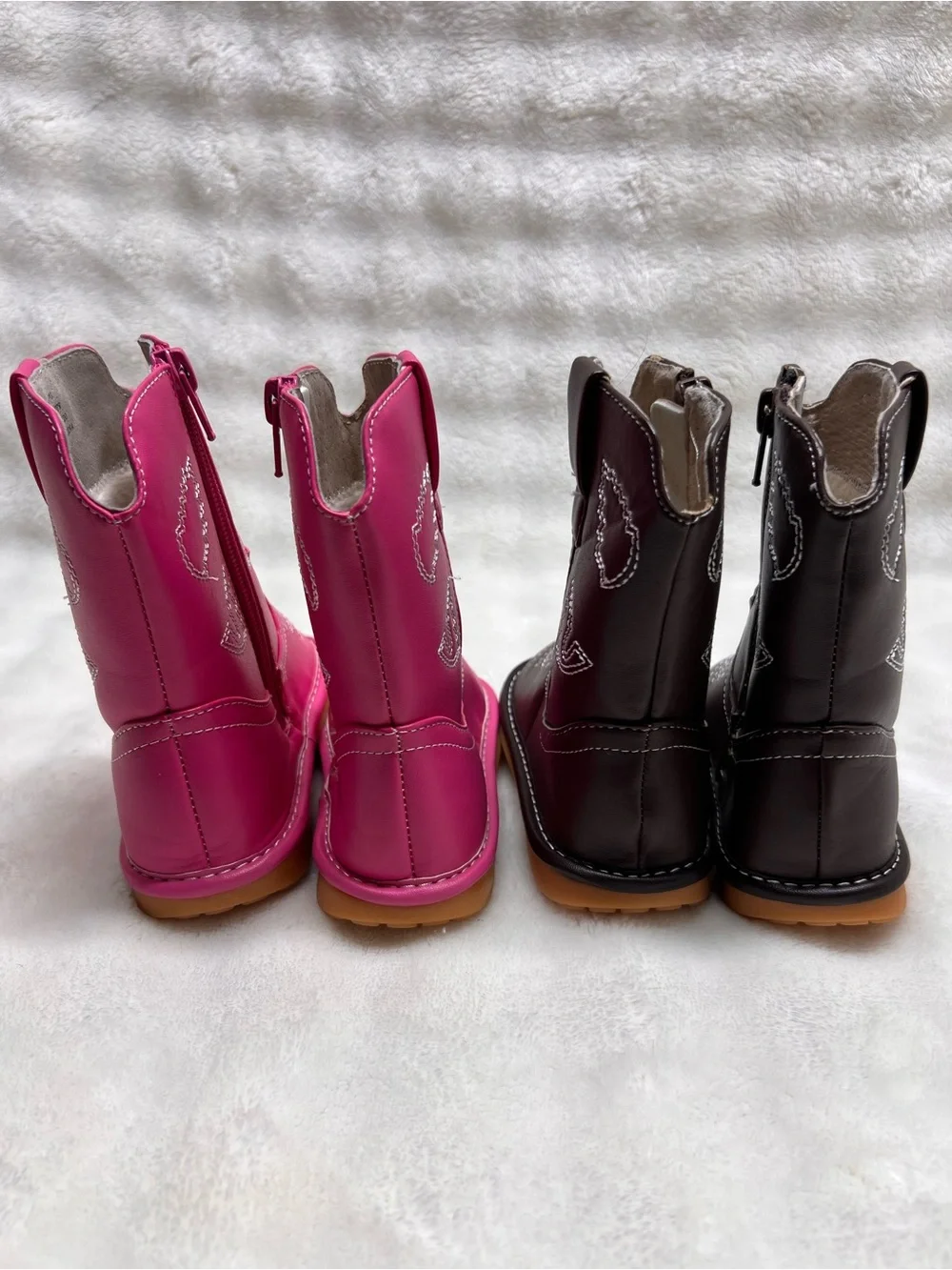 Alligator Brand-Kids Western Zip-Up Boots in Pink and Brown-  Price is for both.
